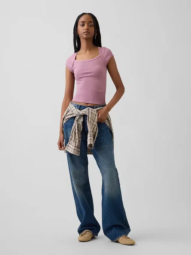 Modern Square-Neck Crop T-Shirt