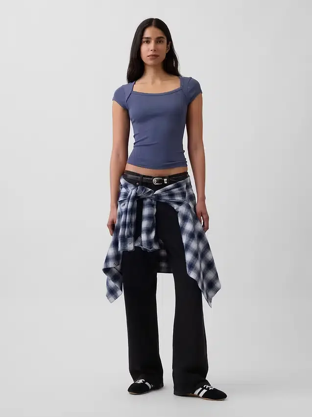 Modern Square-Neck Crop T-Shirt