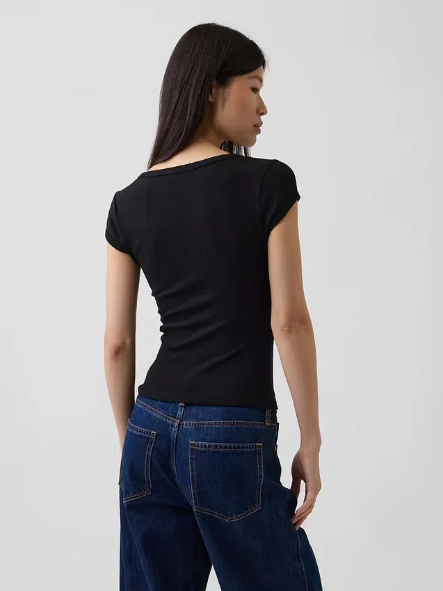 Modern Square-Neck Crop T-Shirt