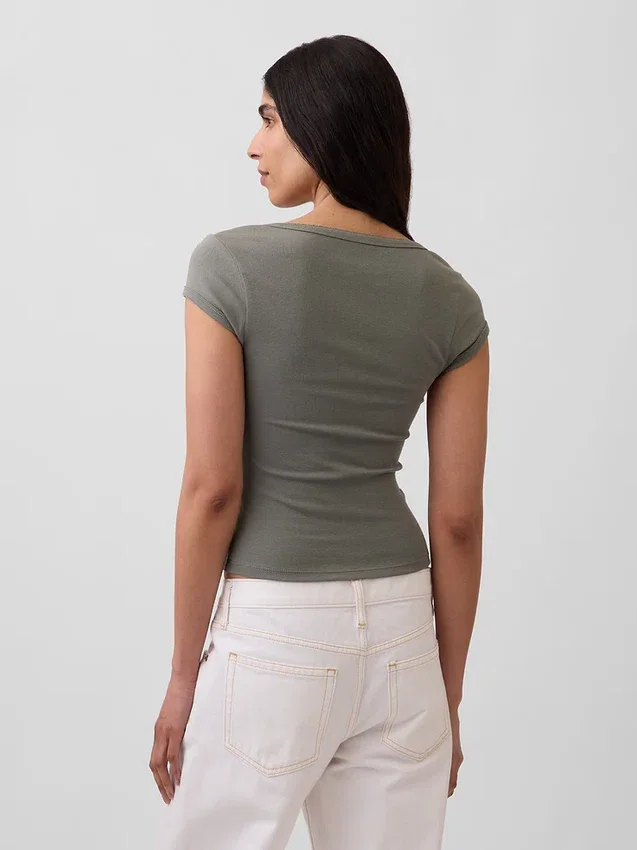 Modern Square-Neck Crop T-Shirt