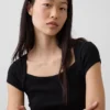 Modern Square-Neck Crop T-Shirt