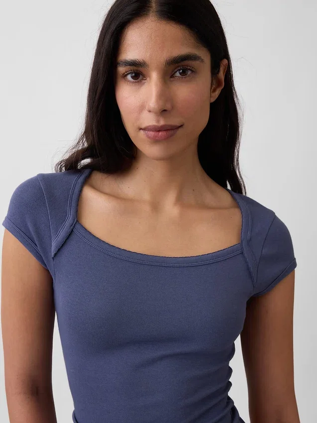 Modern Square-Neck Crop T-Shirt