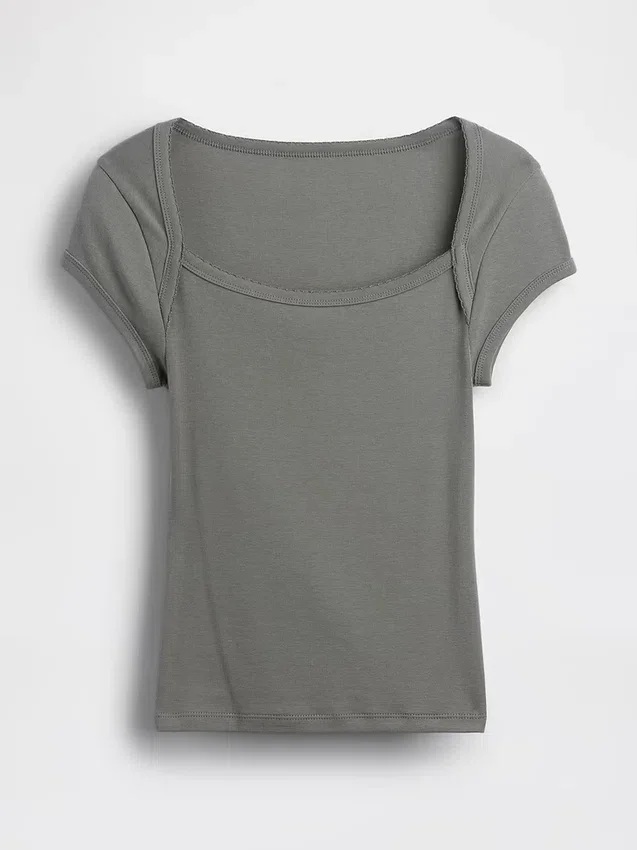 Modern Square-Neck Crop T-Shirt