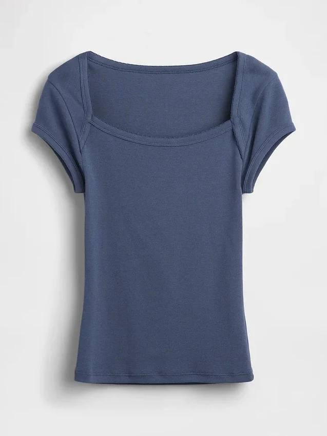 Modern Square-Neck Crop T-Shirt
