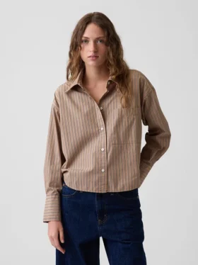 Organic Cotton Poplin Oversized Crop Shirt