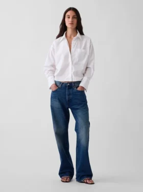 Organic Cotton Poplin Oversized Crop Shirt