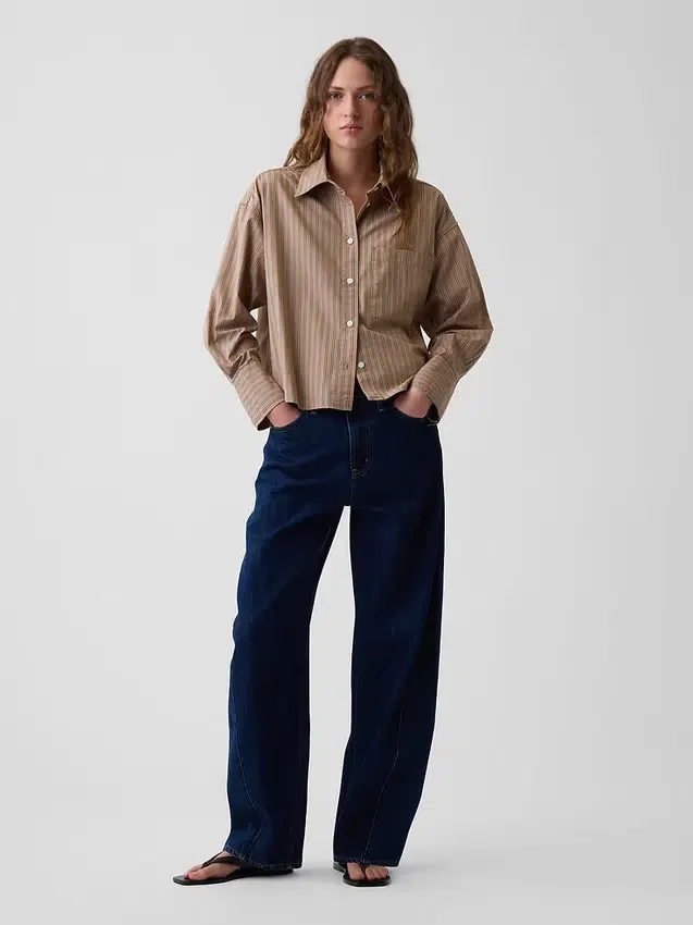 Organic Cotton Poplin Oversized Crop Shirt