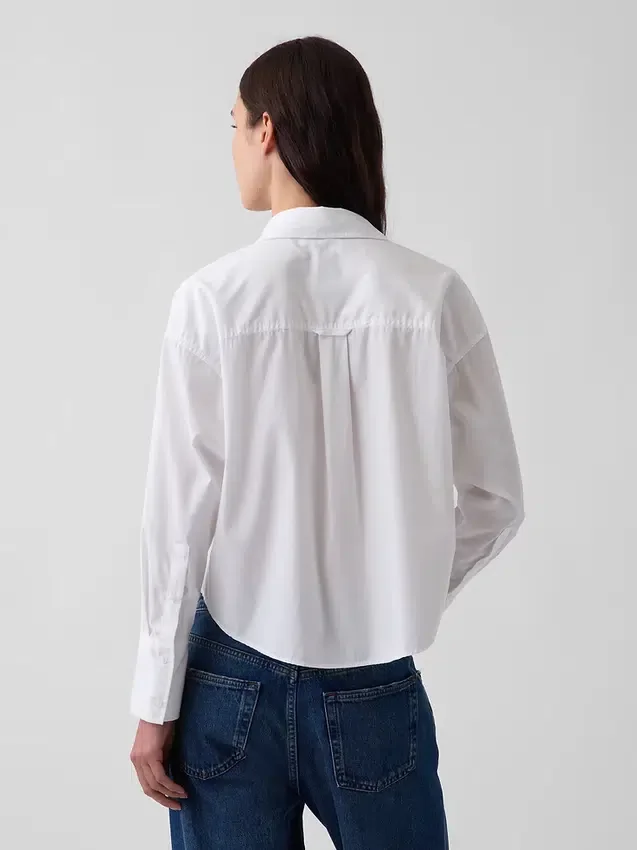 Organic Cotton Poplin Oversized Crop Shirt