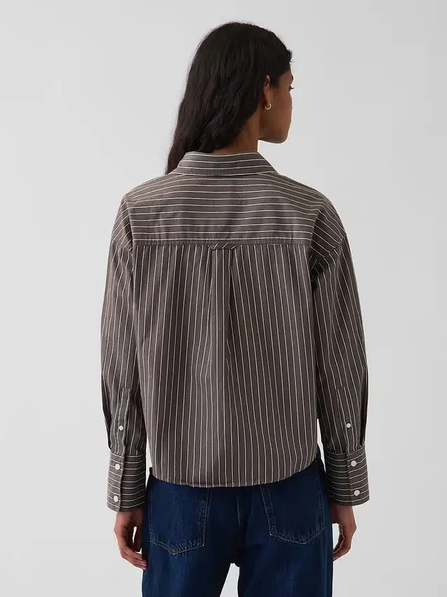 Organic Cotton Poplin Oversized Crop Shirt