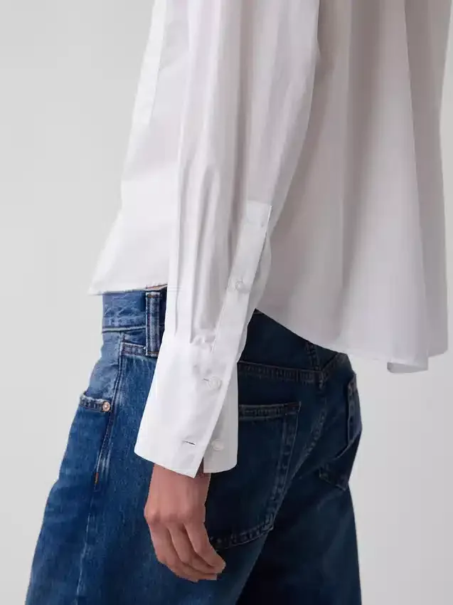 Organic Cotton Poplin Oversized Crop Shirt