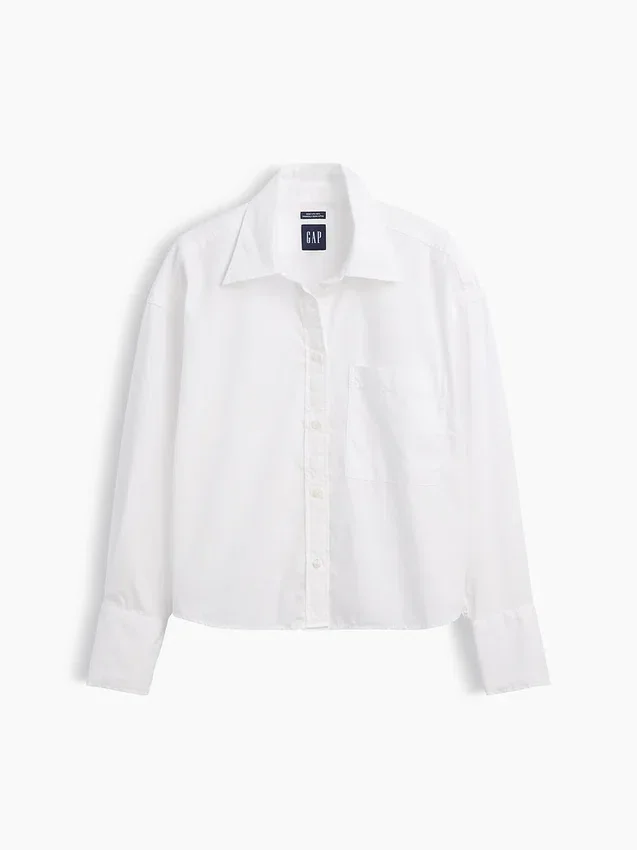 Organic Cotton Poplin Oversized Crop Shirt