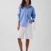 Organic Cotton Poplin Oversized Ruched-Sleeve Shirt