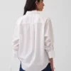 Organic Cotton Poplin Oversized Ruched-Sleeve Shirt