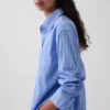 Organic Cotton Poplin Oversized Ruched-Sleeve Shirt