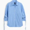 Organic Cotton Poplin Oversized Ruched-Sleeve Shirt
