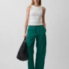 Organic Cotton Poplin Relaxed Easy Stripe Pants