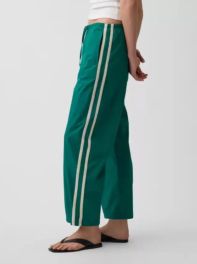 Organic Cotton Poplin Relaxed Easy Stripe Pants
