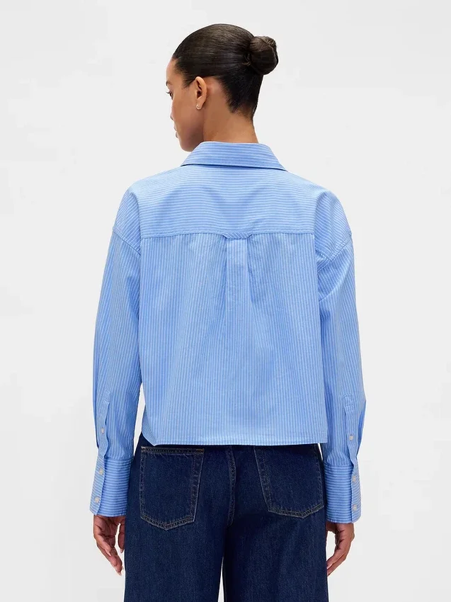 Organic Cotton Straight-Hem Crop Shirt