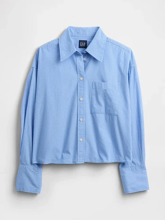 Organic Cotton Straight-Hem Crop Shirt