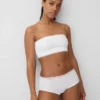 Organic Stretch Cotton Lace-Trim Bandeau Bralette