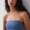 Organic Stretch Cotton Lace-Trim Bandeau Bralette