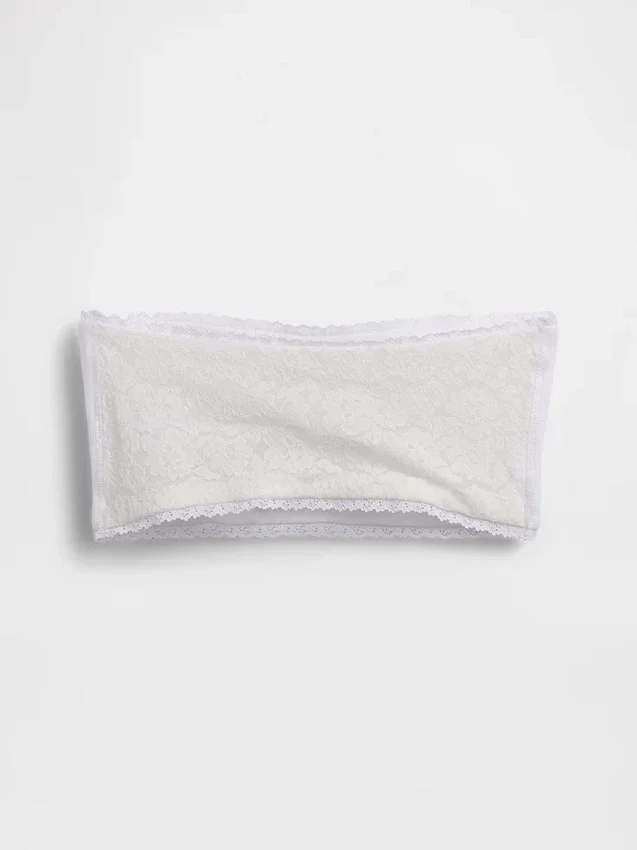Organic Stretch Cotton Lace-Trim Bandeau Bralette