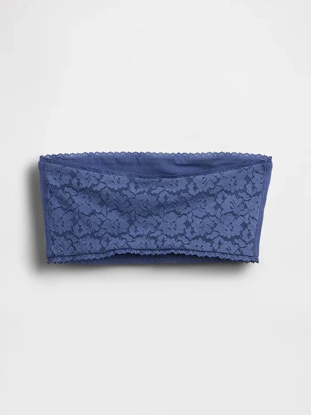Organic Stretch Cotton Lace-Trim Bandeau Bralette