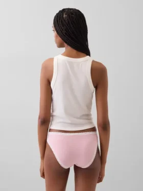 Organic Stretch Cotton Lace-Trim Bikini