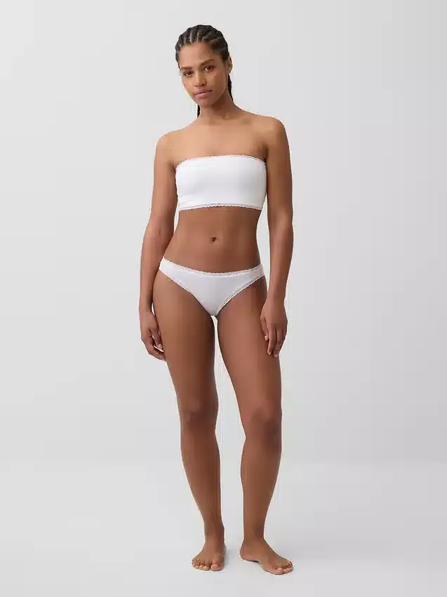 Organic Stretch Cotton Lace-Trim Bikini