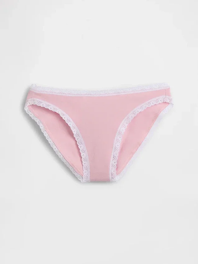 Organic Stretch Cotton Lace-Trim Bikini