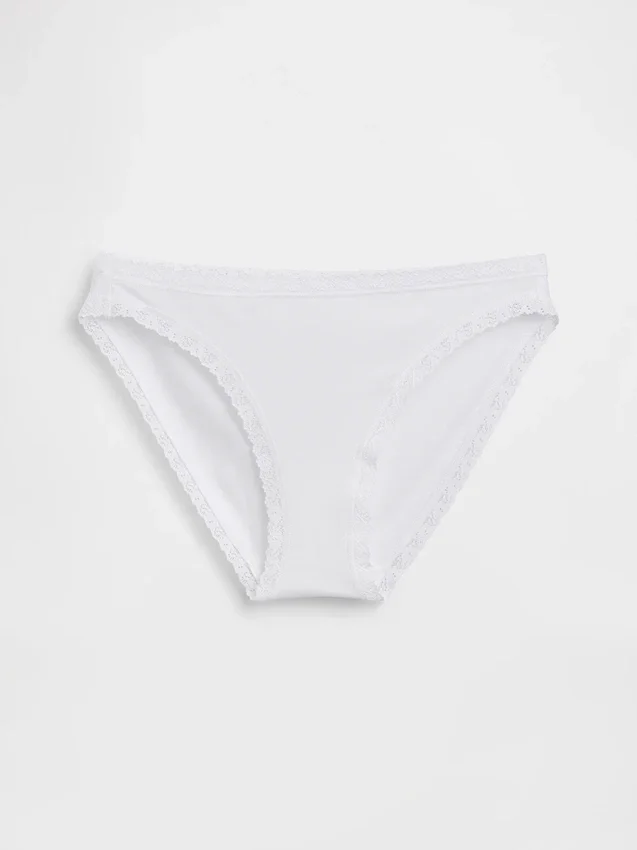 Organic Stretch Cotton Lace-Trim Bikini