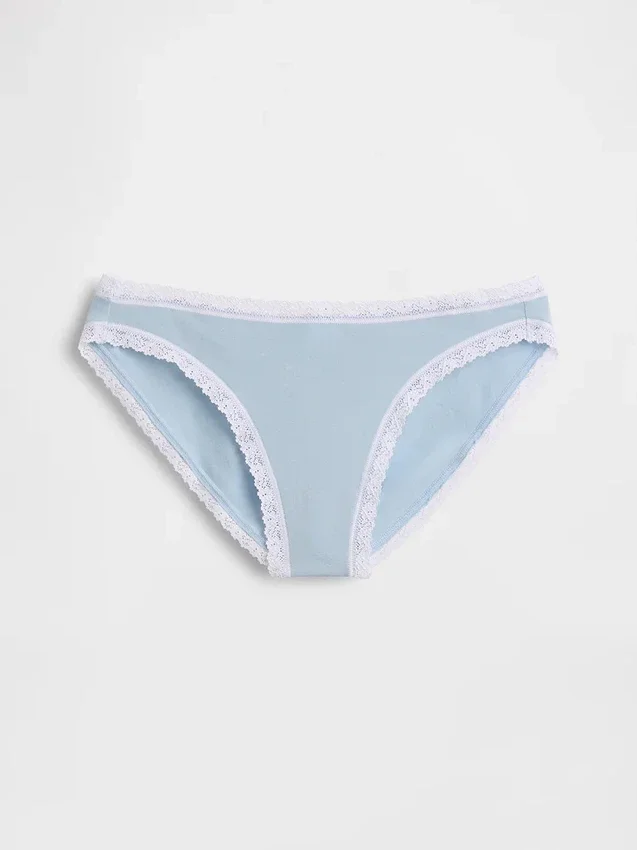 Organic Stretch Cotton Lace-Trim Bikini