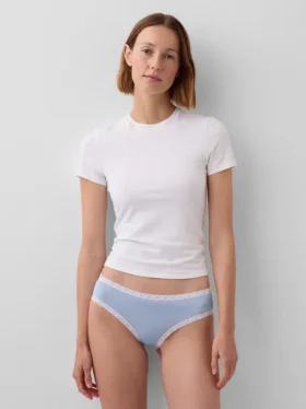 Organic Stretch Cotton Lace-Trim Hipster