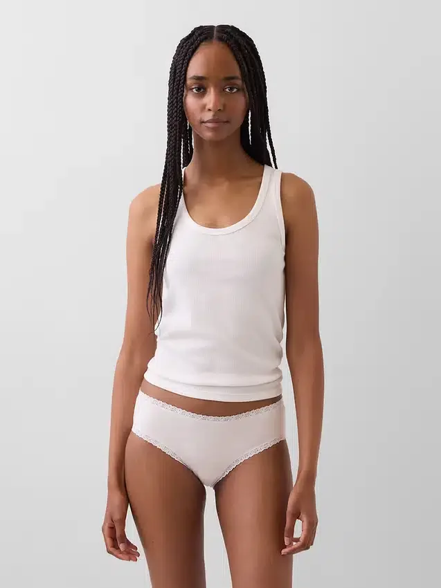 Organic Stretch Cotton Lace-Trim Hipster