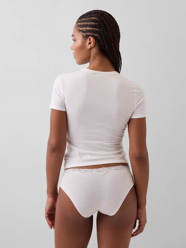 Organic Stretch Cotton Lace-Trim Hipster