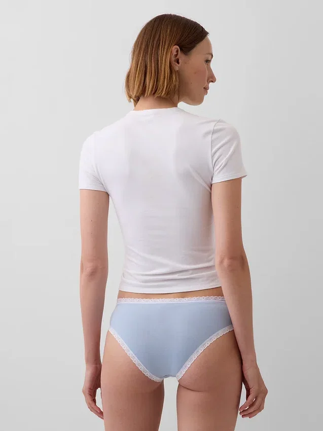 Organic Stretch Cotton Lace-Trim Hipster
