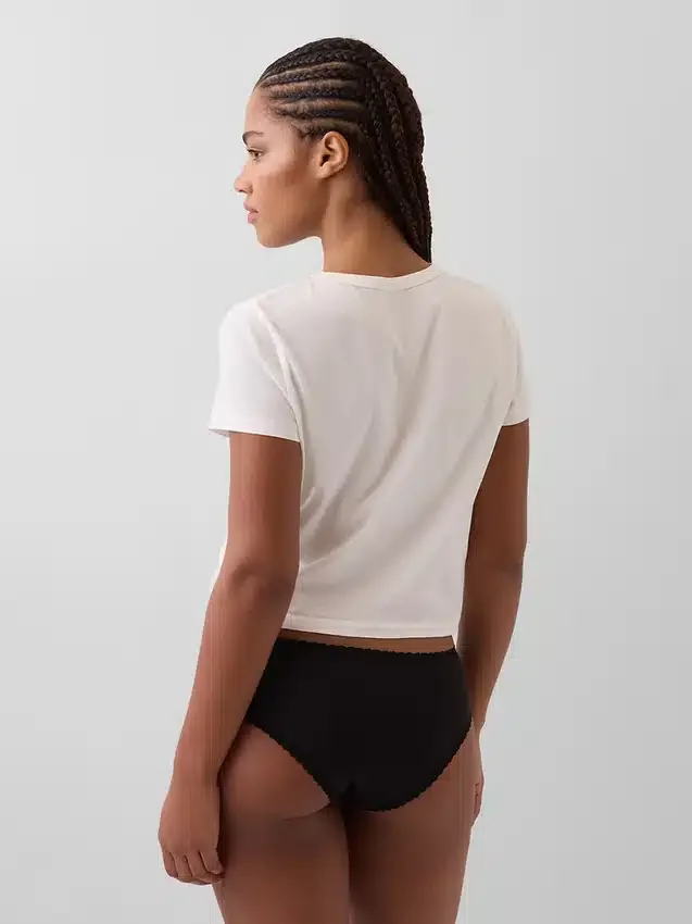 Organic Stretch Cotton Lace-Trim Hipster