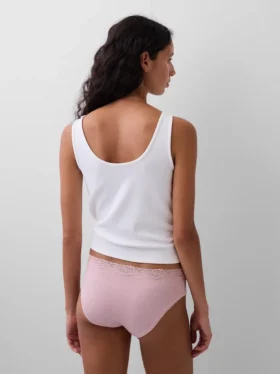 Organic Stretch Cotton Lace-Trim Hipster
