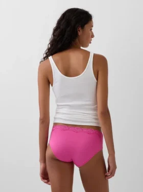 Organic Stretch Cotton Lace-Trim Hipster
