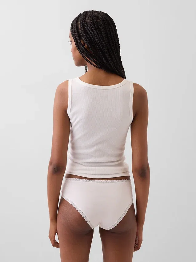 Organic Stretch Cotton Lace-Trim Hipster