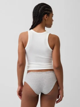 Organic Stretch Cotton Lace-Trim Hipster