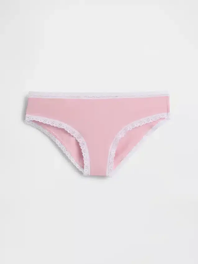 Organic Stretch Cotton Lace-Trim Hipster