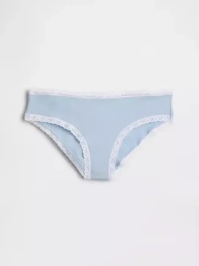 Organic Stretch Cotton Lace-Trim Hipster