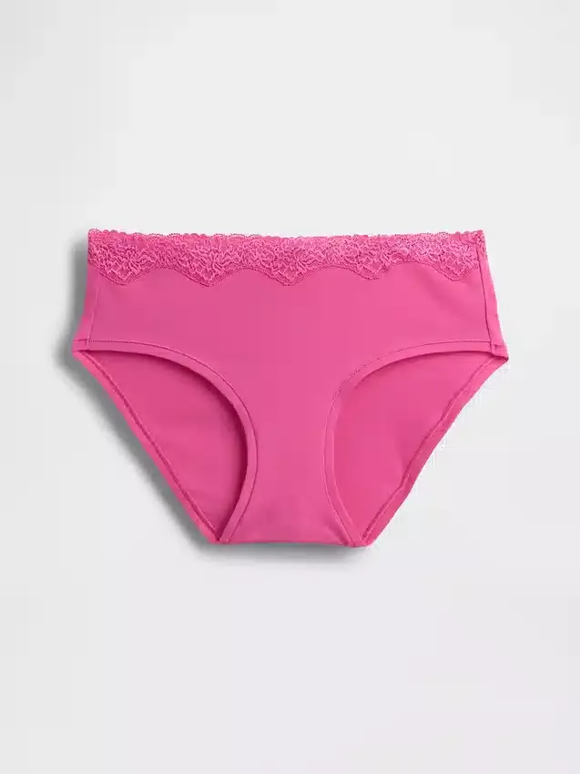 Organic Stretch Cotton Lace-Trim Hipster