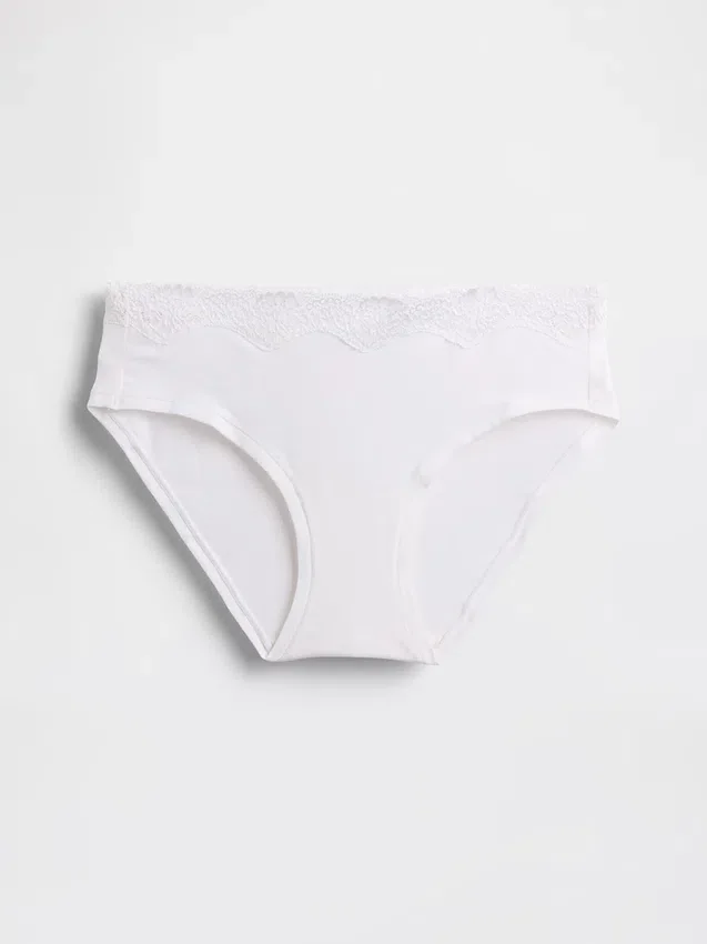Organic Stretch Cotton Lace-Trim Hipster
