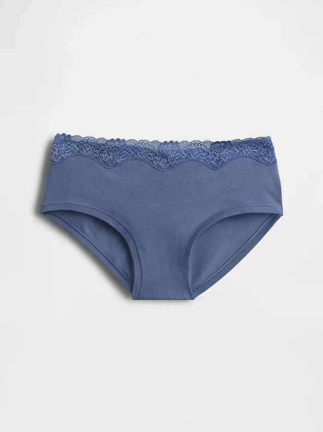 Organic Stretch Cotton Lace-Trim Hipster