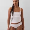 Organic Stretch Cotton Lace-Trim Shelf-Bra Cami