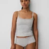 Organic Stretch Cotton Lace-Trim Shelf-Bra Cami