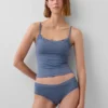 Organic Stretch Cotton Lace-Trim Shelf-Bra Cami