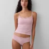 Organic Stretch Cotton Lace-Trim Shelf-Bra Cami
